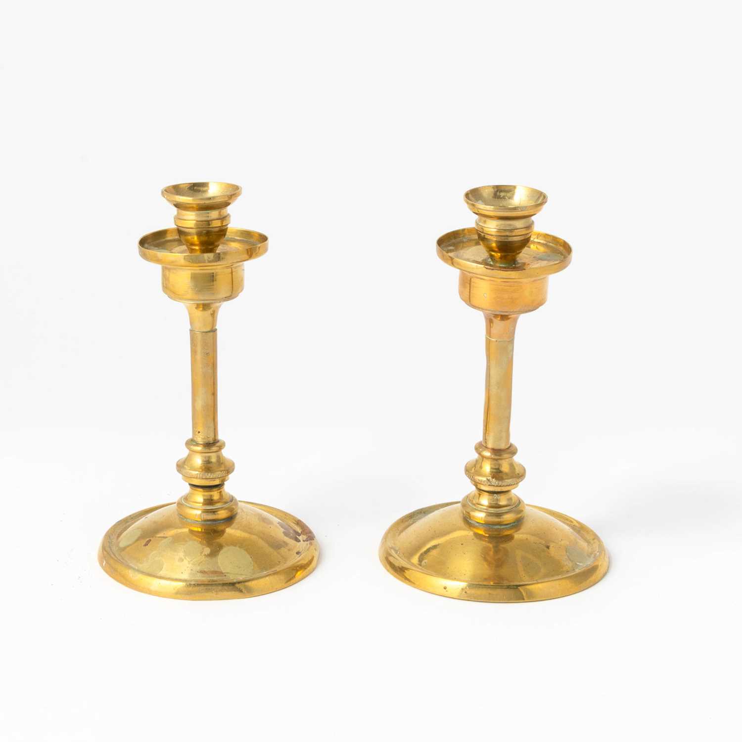 Lot 67 - Pair of English Brass Candlesticks