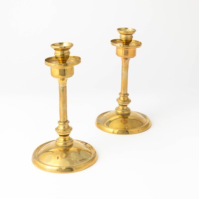 Lot 67 - Pair of English Brass Candlesticks