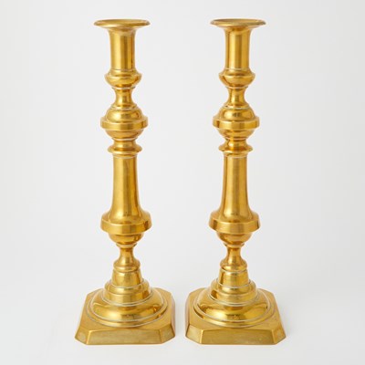 Lot 171 - Pair of English Brass Candlesticks