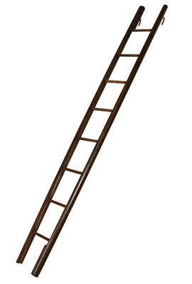 Lot 104 - Faux-Grained Wood Folding Pole Library Ladder