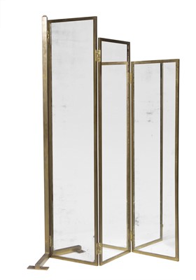 Lot 207 - Mirrored Three-Panel Metal Screen