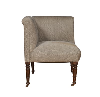 Lot 64 - Victorian Upholstered Mahogany Corner Armchair