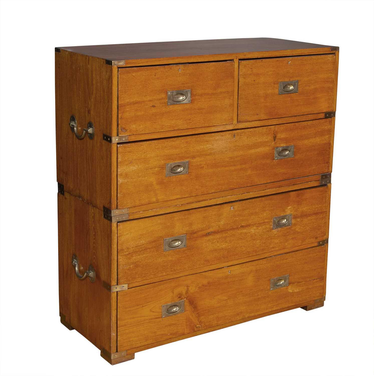 Lot 62 - English Brass-Mounted Padouk Two-Part Campaign Chest
