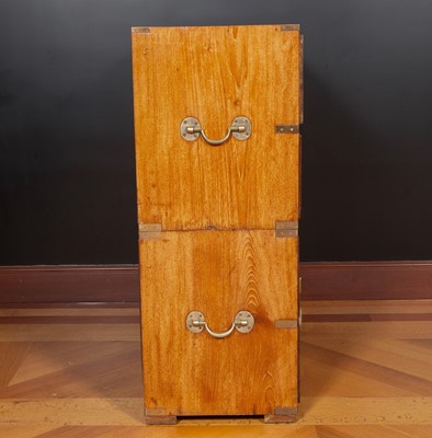 Lot 62 - English Brass-Mounted Padouk Two-Part Campaign Chest