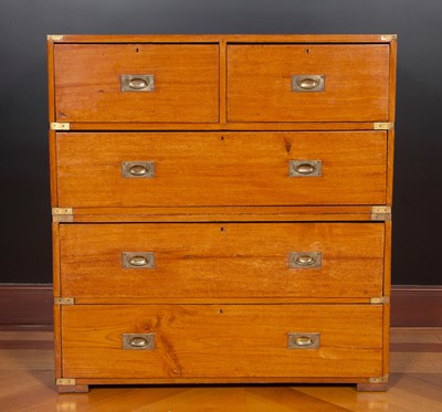 Lot 62 - English Brass-Mounted Padouk Two-Part Campaign Chest