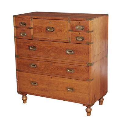 Lot 2 - English Brass-Bound Mahogany Campaign Secretary Chest