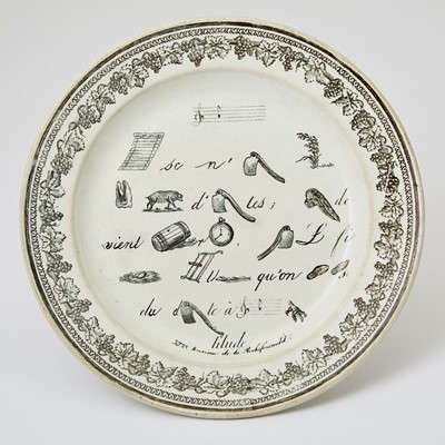 Lot 13 - Eighteen French Faience 'Rebus' and Card Players Plates