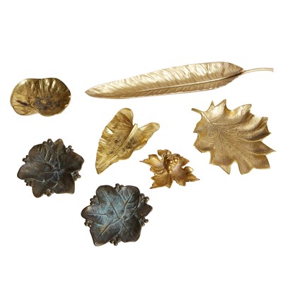 Lot 93 - Group of Seven Metal Leaf-Form Dishes