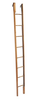 Lot 103 - English Brass-Mounted Mixed Woods Pole Library Ladder