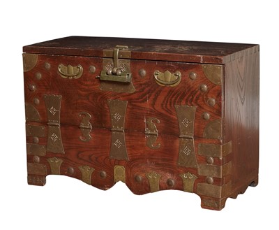 Lot 194 - Korean Brass-Mounted Wood Chest
