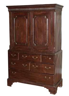 Lot 203 - George III Provincial Oak Linen Press