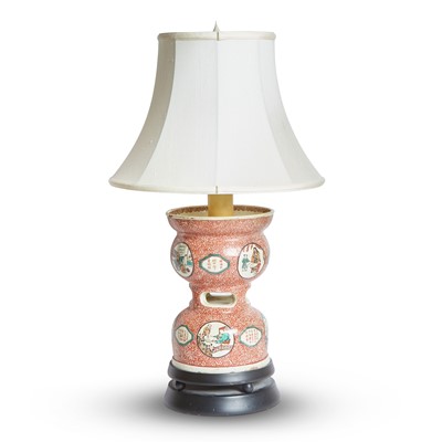 Lot 24 - Chinese Style Porcelain Polychrome Decorated Lamp