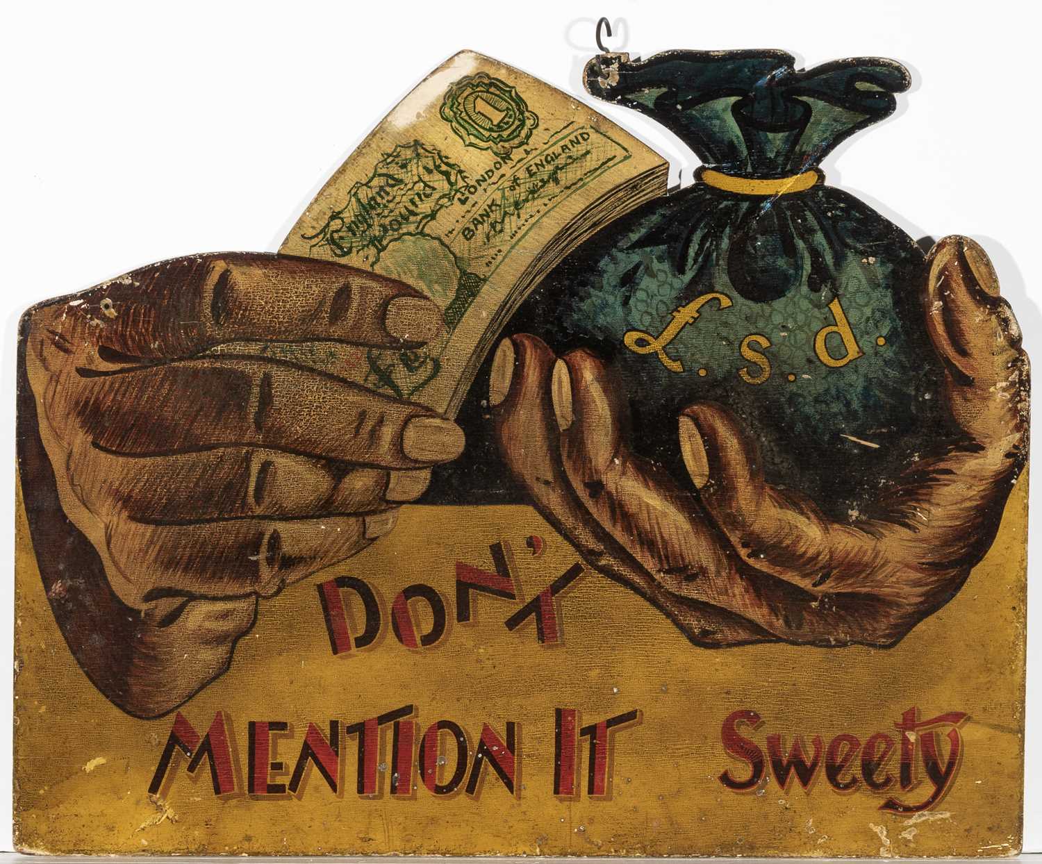 Lot 232 - Humorous Double-Sided Sign for an English Bank