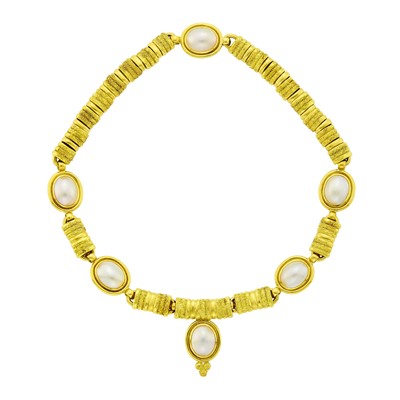 Lot 116 - Elizabeth Gage Gold and Mabé Pearl Necklace