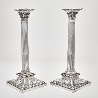 Lot 164 - Assembled Set of Six George III Sterling Silver Candlesticks