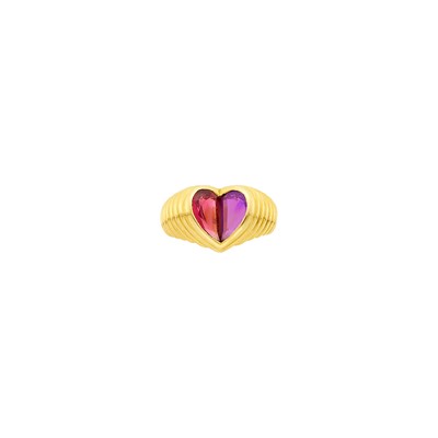 Lot 132 - Bulgari Gold, Amethyst and Pink Tourmaline Ring