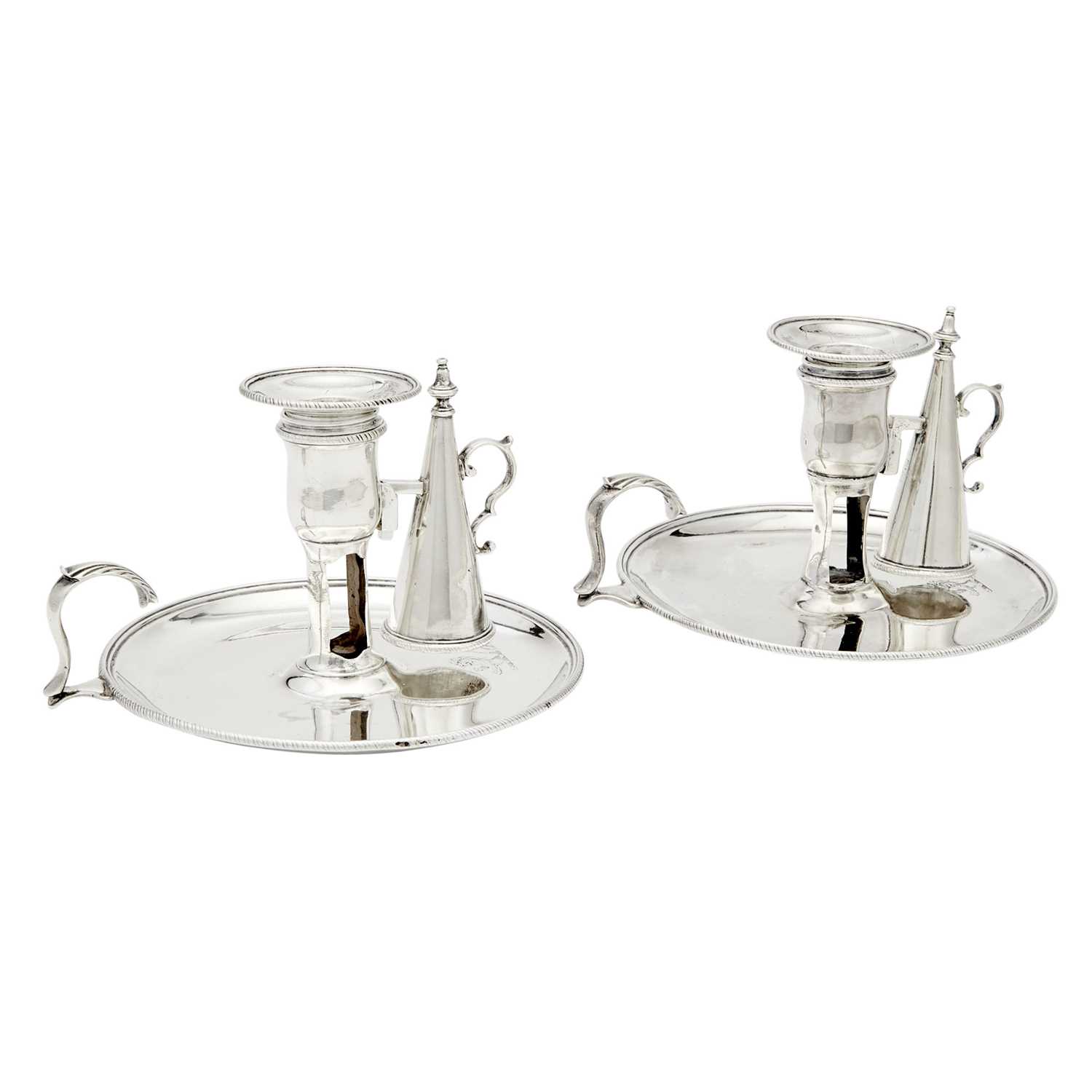 Lot 166 - Pair of George III Sterling Silver Chambersticks