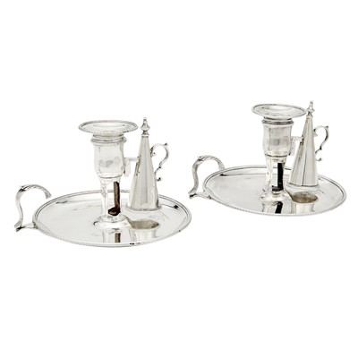 Lot 166 - Pair of George III Sterling Silver Chambersticks