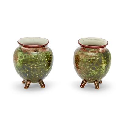 Lot 124 - Pair of Russian Glazed Porcelain Footed Vases