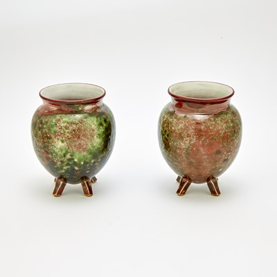 Lot 124 - Pair of Russian Glazed Porcelain Footed Vases
