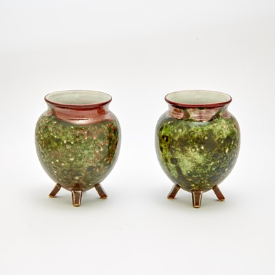 Lot 124 - Pair of Russian Glazed Porcelain Footed Vases