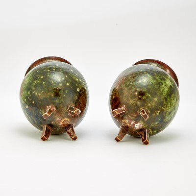 Lot 124 - Pair of Russian Glazed Porcelain Footed Vases