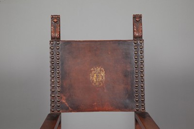 Lot 353 - 90470-061 Renaissance Style Walnut and Leather Armchair