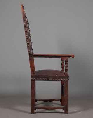 Lot 353 - 90470-061 Renaissance Style Walnut and Leather Armchair