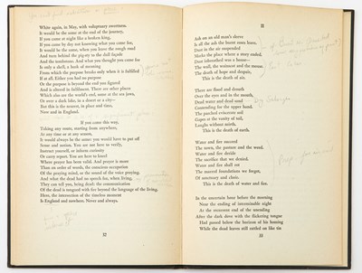 Lot 256 - Two volumes of T.S. Eliot poems annotated by Stephen Sondheim
