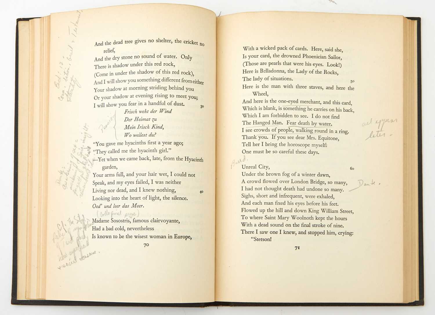 Lot 256 - Two volumes of T.S. Eliot poems annotated by Stephen Sondheim