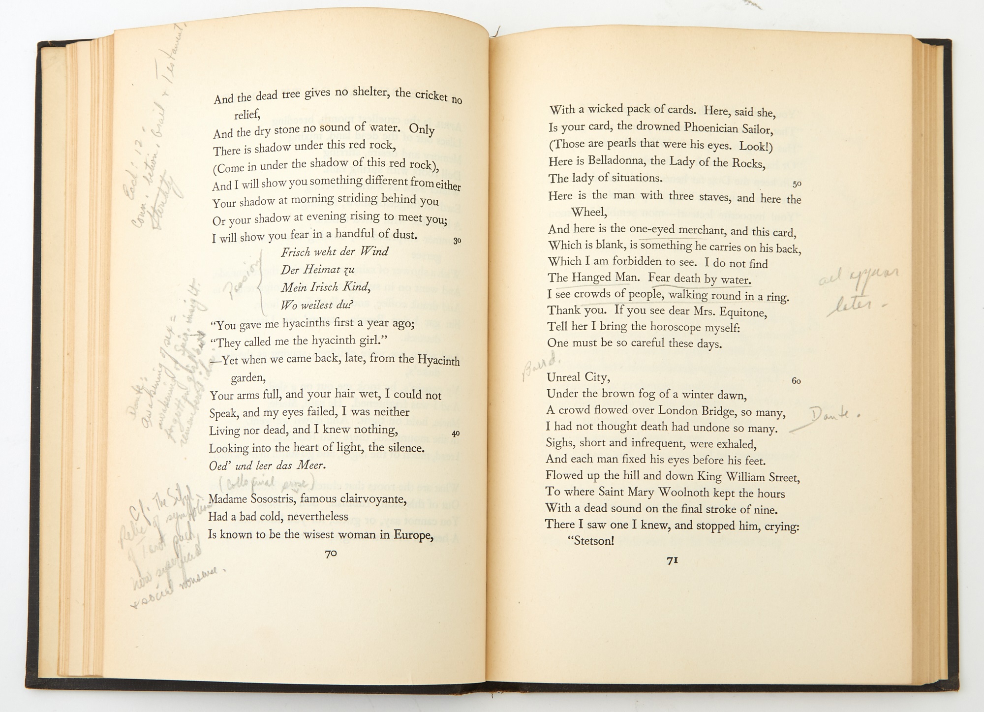 洋書 e Herbert T. S. Eliot Lot 256 - Two volumes of T.S. Eliot poems annotated by