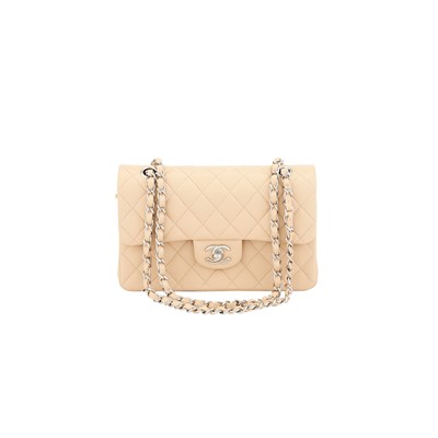 Lot 1231 - Chanel Beige Quilted Calfskin Small Double Flap Bag