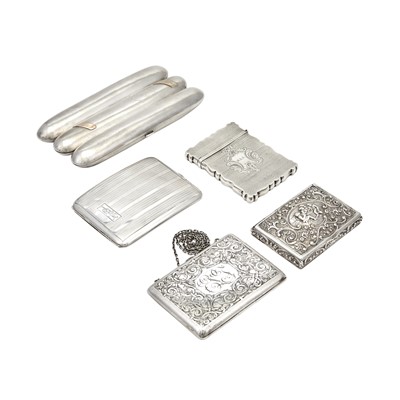 Lot 152 - Five Silver Card Cases and Cigarette Cases