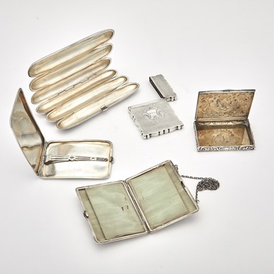 Lot 152 - Five Silver Card Cases and Cigarette Cases