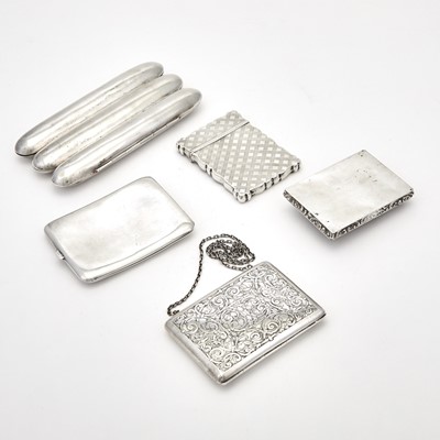 Lot 152 - Five Silver Card Cases and Cigarette Cases