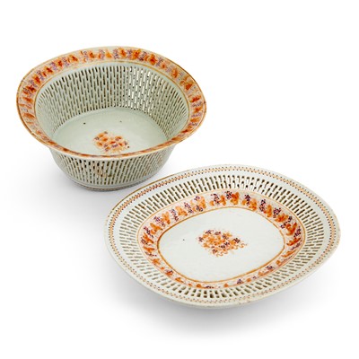 Lot 270 - Two Chinese Export Porcelain Basket and Underplate