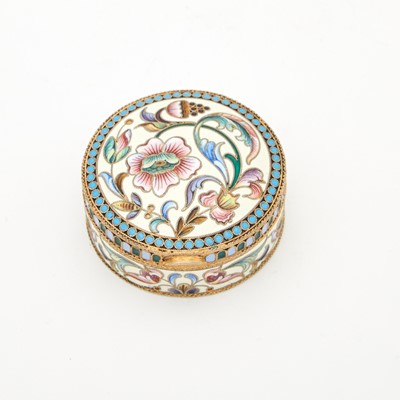 Lot 8 - Russian Silver-Gilt and Cloisonné  Enamel Box