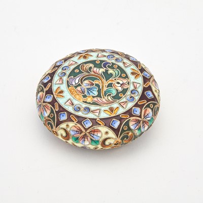 Lot 113 - Russian Silver-Gilt and Cloisonné Enamel Pill Box