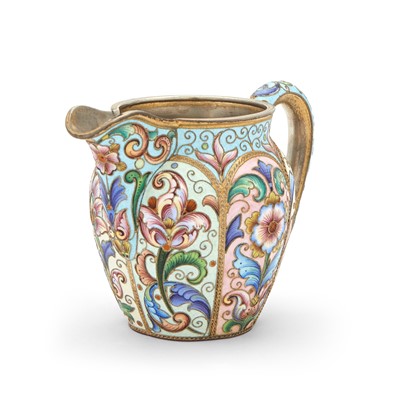 Lot 107 - Russian Silver and Cloisonné Enamel Cream Jug