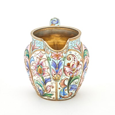 Lot 107 - Russian Silver and Cloisonné Enamel Cream Jug
