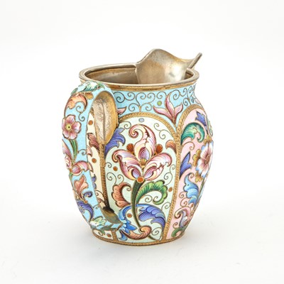 Lot 107 - Russian Silver and Cloisonné Enamel Cream Jug