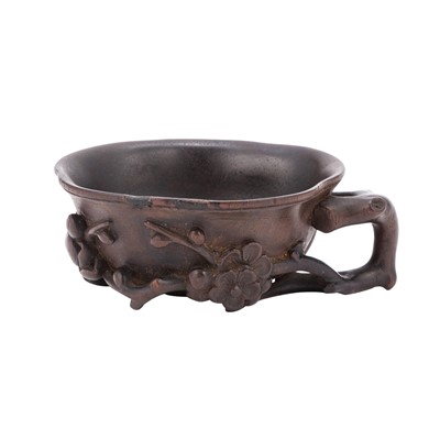 Lot 587 - A Chinese Carved Zitan Brush Washer