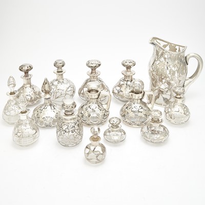 Lot 114 - Group of Sterling Silver Overlaid Colorless Glass Table Articles