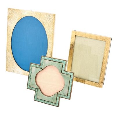 Lot 134 - Two Sterling Silver Gilt Picture Frames and a Hardstone Mounted Picture Frame