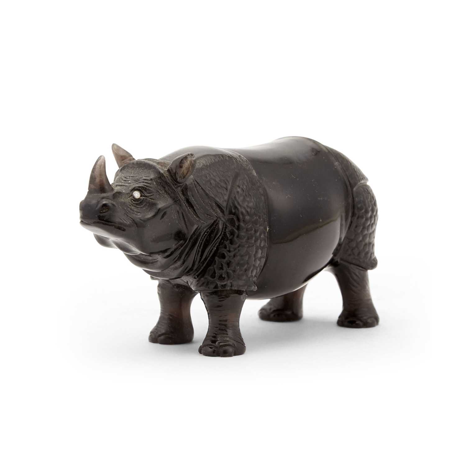 Lot 143 - Continental Smoky Quartz Figure of a Rhinoceros