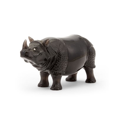 Lot 143 - Continental Smoky Quartz Figure of a Rhinoceros