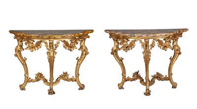 Lot 659 - Pair of Italian Giltwood Consoles