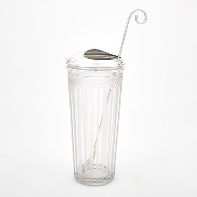 Lot 162 - Webster Sterling Silver Mounted Etched Glass Cocktail Pitcher