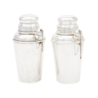 Lot 165 - Pair of American Sterling Silver One Pint Cocktail Shakers