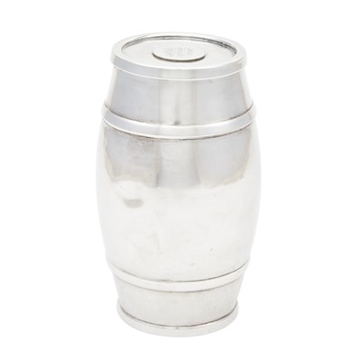 Lot 157 - American Sterling Silver Barrel-Form Cocktail Shaker